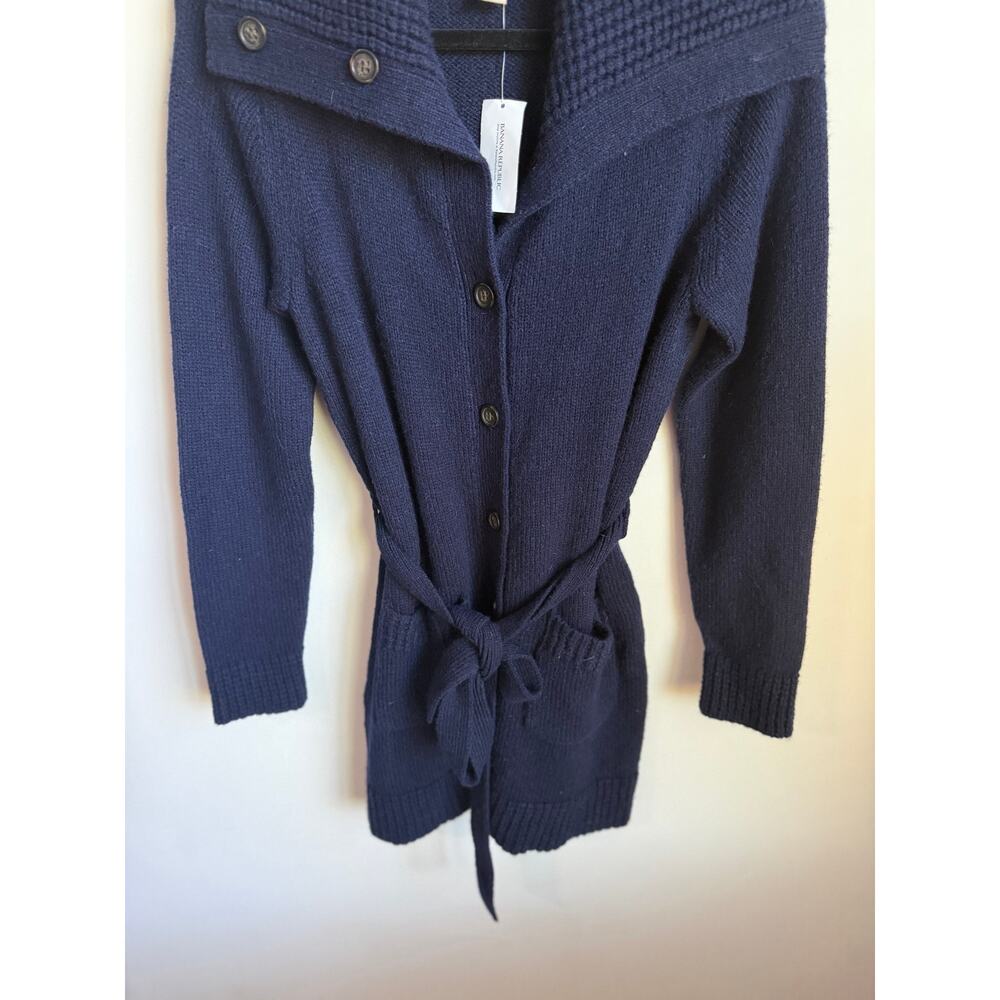 Banana Republic Wool Blend Long Sleeve Belted Cardigan Sweater Navy Womens M NWT - Picture 4 of 7
